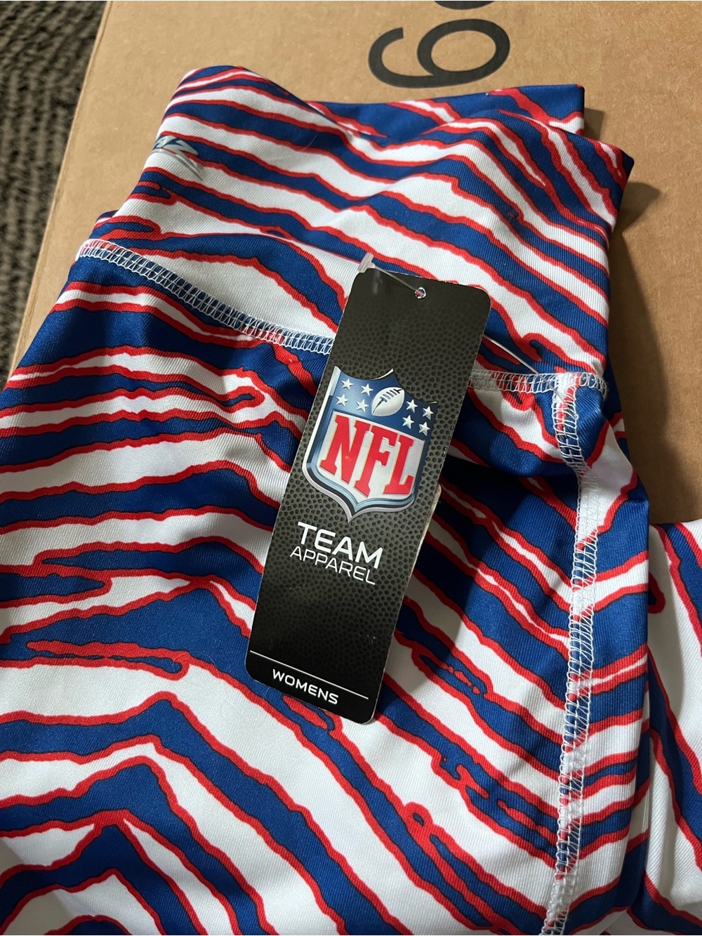 Zubaz Bold Blue & Red Striped Athletic Leggings - Go Bills! - Picture 2 of 5